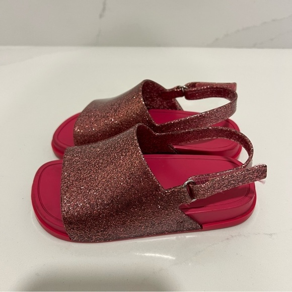 Mini Melissa Garnet Glitter Beach Slingback Open Toe Slide Sandals Size 10 - Picture 9 of 11